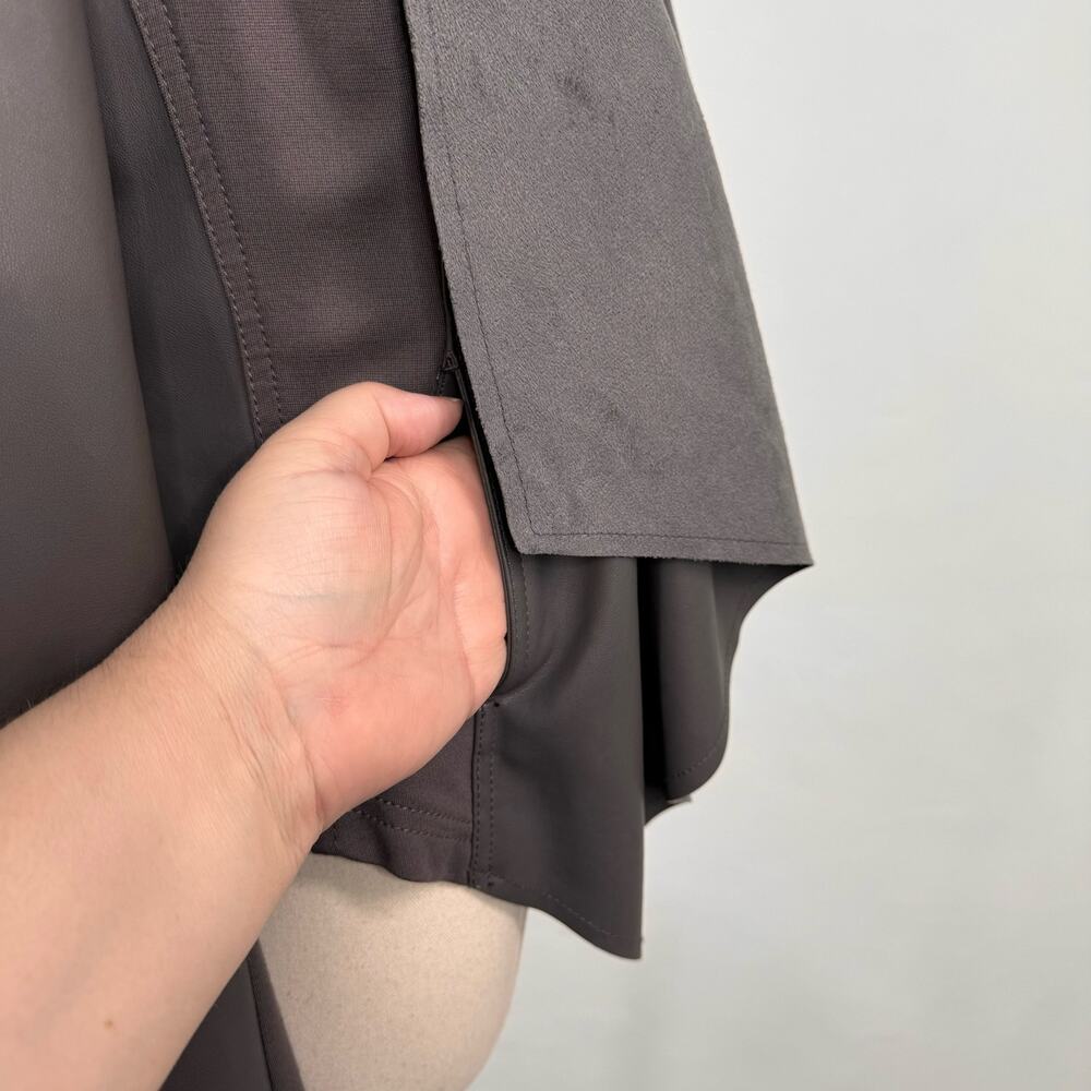 Kut From The Kloth Lincoln Faux Leather Jacket Gray Waterfall Coat Boho Size XS - Picture 3 of 10